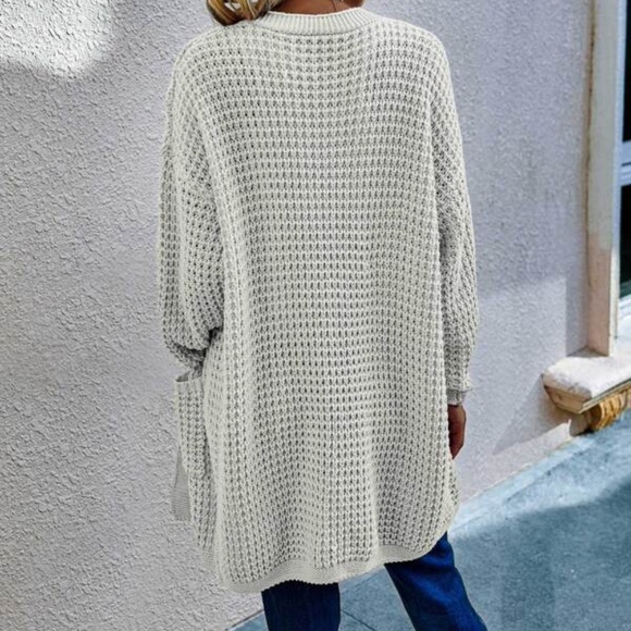 Cream Cozy chunky knit open front cardigan Casual Minimalist - Picture 2 of 11